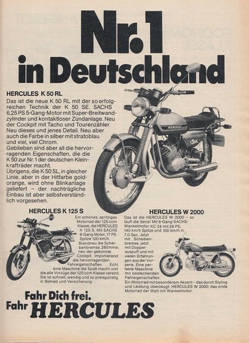 Hercules motorräder reklame - hercules,