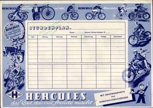 Stundenplan reklame hercules - reklame,